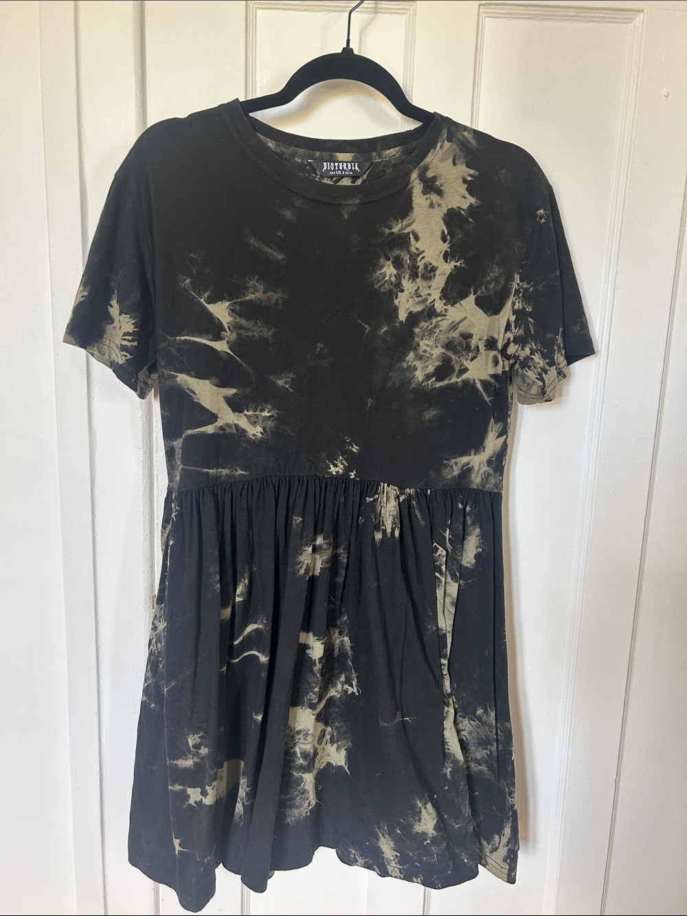 Disturbia Black & moss green Tie-Dye Short Sleeve Babydoll Dress size 4